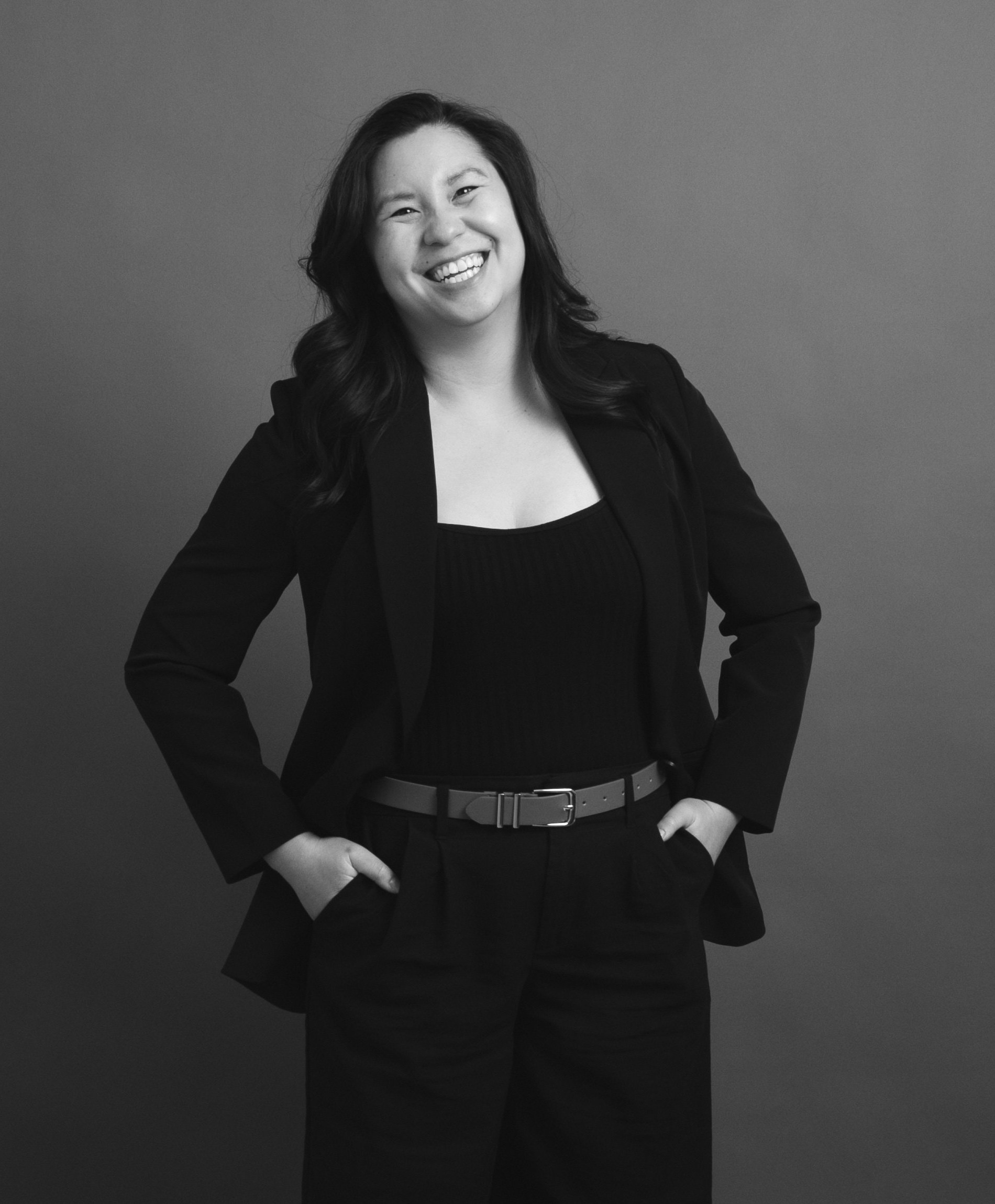 My Luu laughing, studio portrait